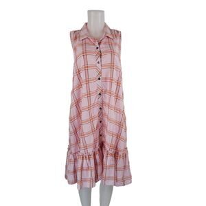 Maeve by Anthropologie Collared, Button Down, Bottom Ruffle Women's Dress L
